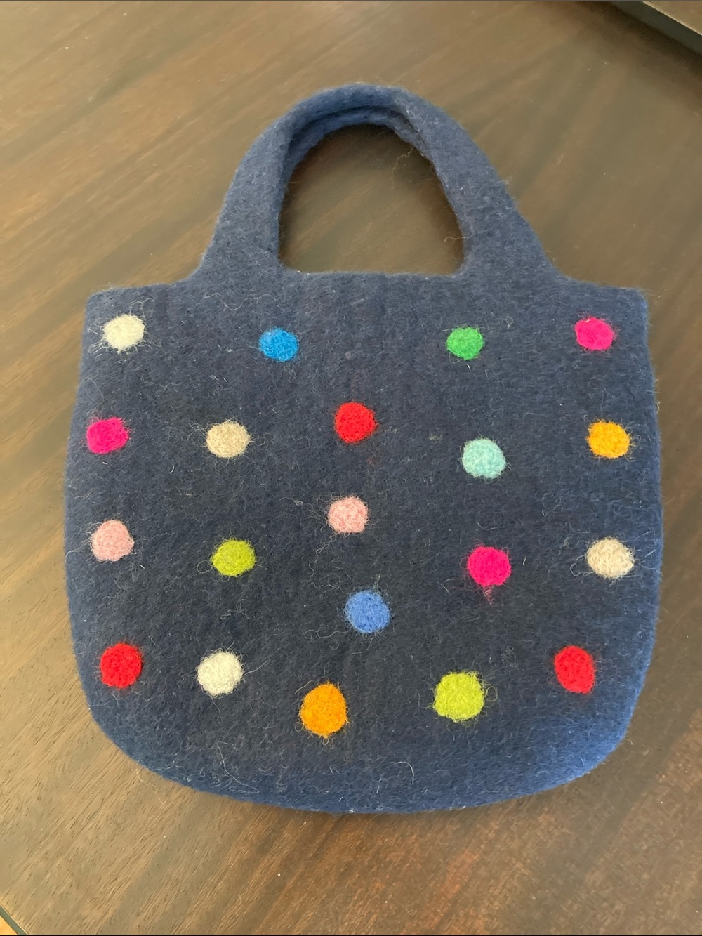 Navy Felt Polka Dot Mini Bag